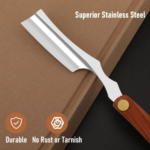 Miniatura 2 de Navaja recta con estuche - Afeitadora profesional de borde recto de barbero de acero inoxidable premium con estuche de afeitar para hombres para uso