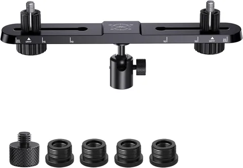 Miniatura 10 de Barra de micrófono estéreo, barra de montaje de micrófono doble ajustable, soporte de micrófono doble universal para soporte, barra de micrófono