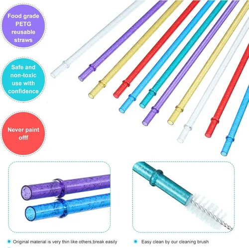 Miniatura 3 de 72 pajitas de plástico reutilizables de 11 pulgadas, pajitas de beber coloridas, popote con purpurina para tarros y vasos de 40/30/24 onzas
