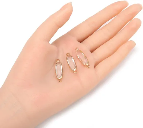 Miniatura 3 de 5 unidades de Adabele grado A de abril transparente con piedra natal de abril, barra rectangular de 0.827 in, chapado en oro amarillo de 18