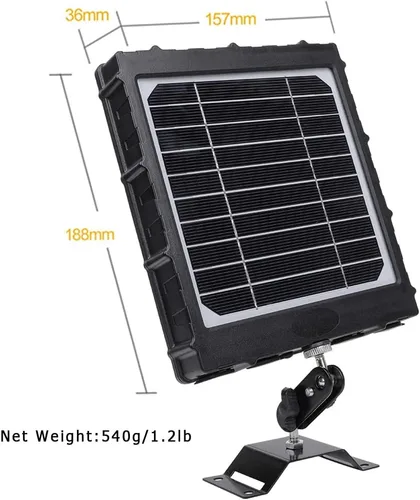 Miniatura 2 de Panel solar para cámara de sendero, WILDGAMEPLUS 14W 8000mAh 12V/1.2A 9V/1.6A 6V/2.4A IP66 Cargador recargable impermeable con cables para cámara