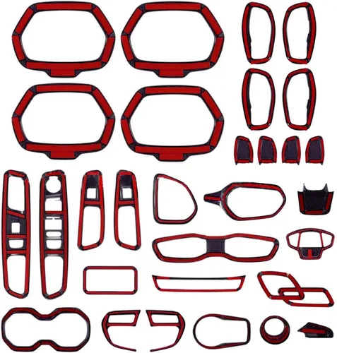 Miniatura 5 de Juego de 31 piezas de decoración interior de automóvil, accesorios de decoración para Jeep Renegade 2015-2018 (negro)