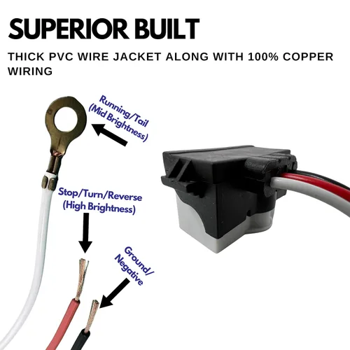 Miniatura 4 de Enchufe de luz de remolque de camión de 3 cables, 10 conectores moldeados de 3 puntas, conector de arnés de coleta en ángulo recto para frenado