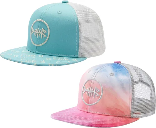 Miniatura 11 de BASSDASH Paquete de 2 gorras de camionero de ala plana con parte trasera de malla ajustable para hombres y mujeres para pesca y caza