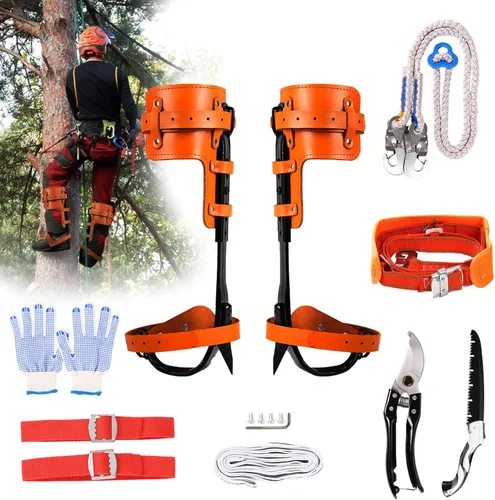 Tree Climbing Spikes, Tree Climbing Gear with Non-Slip Pedal, Adjustable Tree Climbing Tool Set Naranja
