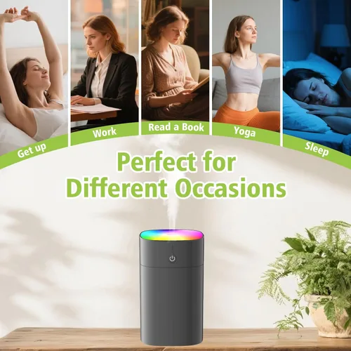 Miniatura 6 de Mini humidificadores portátiles para dormitorio, difusor de aroma de 13.5 fl oz para el hogar, humidificador de plantas de escritorio personal