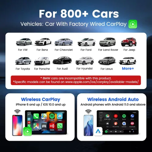 Miniatura 8 de Carlinkit CarPlay Android 13.0 AI Box Adapter, 3 en 1 CarPlay AI Box Max (Plus), Plug & Play, fácil configuración, tarjeta integrada de Google