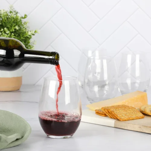 Miniatura 2 de Martha Stewart Farrow Juego de 4 copas de vino multiusos sin tallo de 18 onzas para vino tinto o blanco Copa de vino sin tallo de 18 oz