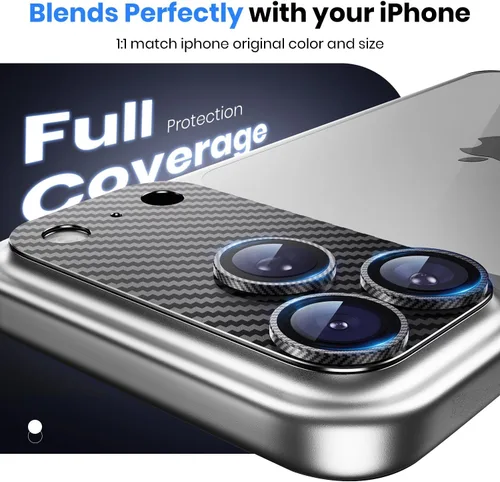 Miniatura 3 de Hoerrye Protector de lente de cámara para iPhone 17 Pro – [12 pies a prueba de roturas de grado militar] [Fuerte adsorción] Metal superior 9H+ Fibra