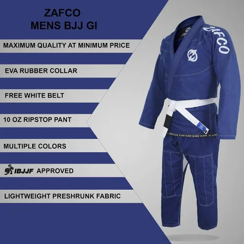 Miniatura 4 de Jiu Jitsu Gi BJJ Gi brasileño para hombre uniforme de Kimonos ligero preencogido con cinturón blanco