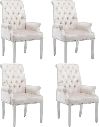 Miniatura 32 de LOULENS Lujosas sillas de comedor de terciopelo, sillas de comedor modernas tapizadas con capitoné, sillas de comedor con reposabrazos y patas