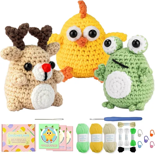 Miniatura 6 de Uluck Kit de ganchillo para principiantes, kit de ganchillo para adultos con tutoriales en video paso a paso, kit de animales de ganchillo - perro
