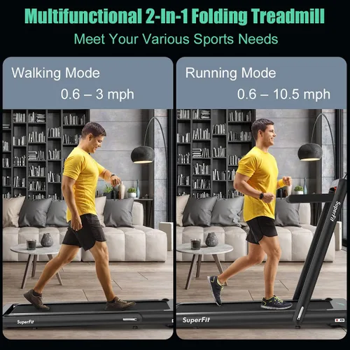 Miniatura 2 de GYMAX Caminadora plegable para debajo del escritorio, máquina de correr y caminar de 4.75HP 2 en 1 con control de frecuencia cardíaca, control por