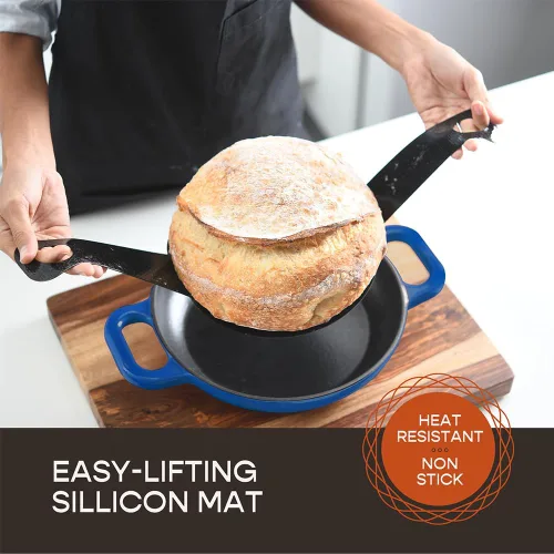 Miniatura 2 de Krustic Horno holandés de hierro fundido esmaltado para hornear pan de masa madre, olla redonda de 6 cuartos de galón con tapa, juego de utensilios