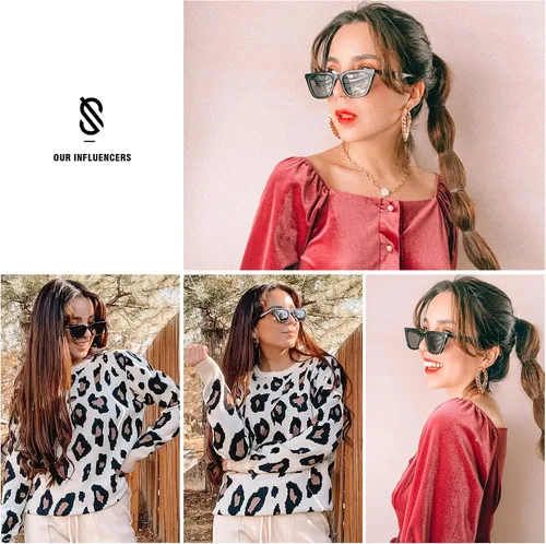 Miniatura 5 de SOJOS Gafas de sol polarizadas cuadradas estrechas estilo ojos de gato para mujeres, retro, modernas, para conducir SJ2169