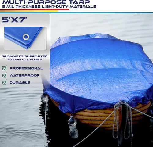 Miniatura 2 de Windscreen4less lona multiuso de 5 ml, impermeable de poliéster, de color azul, Azul