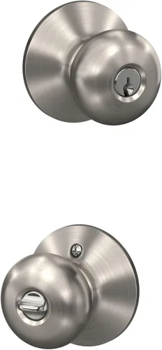 SCHLAGE F51A PLY 619 - Pomo de puerta Plymouth, cerradura de entrada con llave, níquel satinado