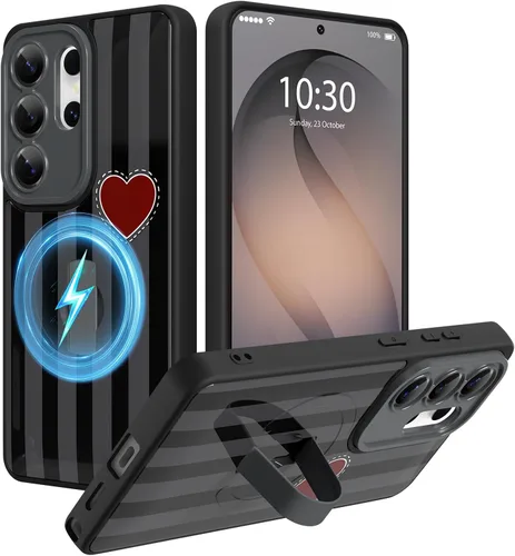 Miniatura 29 de Funda magnética compatible con Samsung Galaxy S25 Ultra para mujeres y hombres, estética flor de durazno, correa de muñeca ajustable incorporada