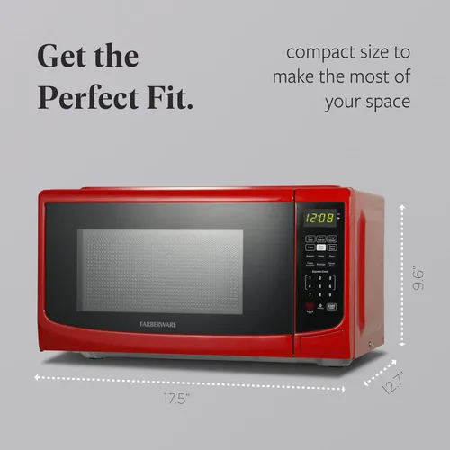 Miniatura 4 de Farberware Horno microondas de encimera de 0.7 pies cúbicos, 700 vatios de potencia, configuración de cocción automática, descongelación, fácil Rojo