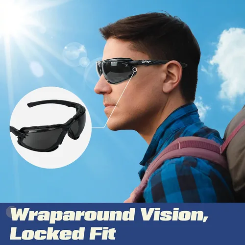 Miniatura 5 de Flaya Adjustable Foam Lined Safety Glasses ANSI Z87.1 Anti-Fog Mowing Goggles for Men & Women, UV400 Protection with Strap
