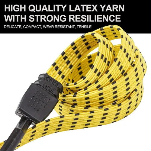 Miniatura 5 de Cartman Ultra 48" negro/amarillo cuerda plana de bungee, 4pk x 48