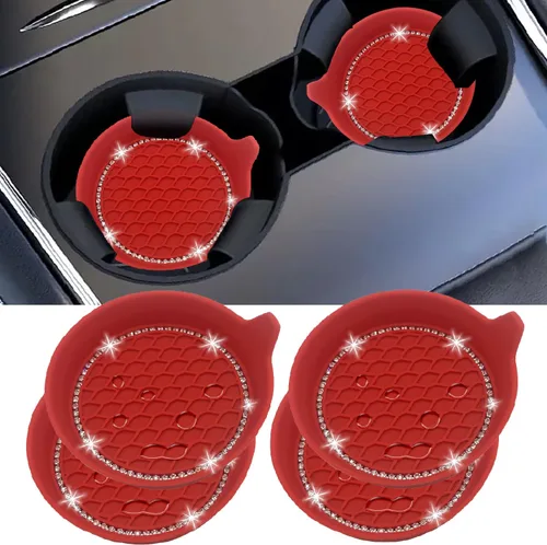 Miniatura 18 de NBTEPEM 2 posavasos de auto con diamantes de imitación, 2.75 pulgadas, antideslizantes, a prueba de golpes, universal, a la moda, para auto