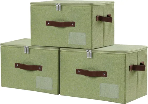 Miniatura 32 de Lucky Monet 1 contenedor de almacenamiento con tapas de cremallera de 10 x 8 x 7 pulgadas, cajas de almacenamiento plegables de tela con tapa