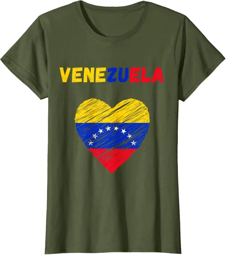 Miniatura 83 de Camiseta con la bandera venezolana con corazón de Venezuela, Negro