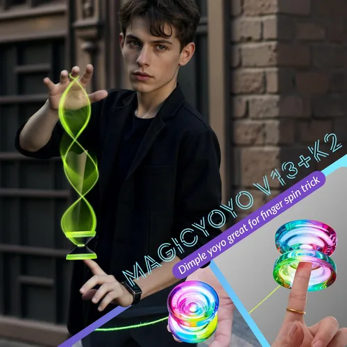 Miniatura 8 de MAGICYOYO Yoyo Sensible para Niños de 8 a 12 años, Paquete de 2 Yoyos, Truco Profesional de Girar con Dedo para Avanzados, Yoyo de Metal de Doble