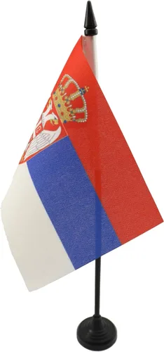 Miniatura 208 de United Kingdon Coat of arms Table Flag 5'' x 8'' - UK - British - England Desk Flag 21 x 14 cm - Black plastic stick and base - AZ FLAG Escudo