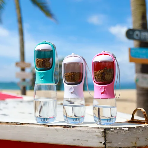 Miniatura 7 de Botella de agua para perros con recipiente para alimentos, dispensador de agua portátil a prueba de fugas para mascotas, para caminar, senderismo
