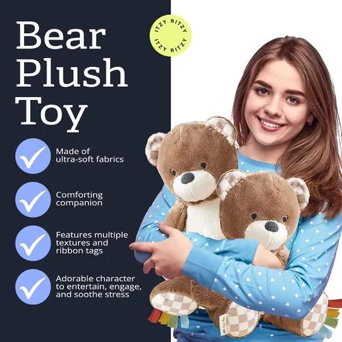 Miniatura 3 de Itzy Ritzy Snuggles Juguete de Peluche – Animal de Peluche Suave para Bebés, Niños y Adultos – Cintas Sensoriales y Telas Texturizadas para Juego