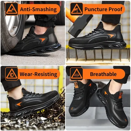 Miniatura 7 de Zapatos deportivos con punta de acero para hombre, zapatos ligeros para hombre, zapatos de trabajo cómodos, zapatos de seguridad con amortiguación