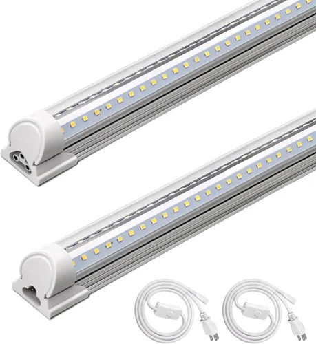 Miniatura 24 de Barrina T8 Luz LED para Taller 4 Pies, 40W 5500LM 5000K, Cubierta Transparente, Luces de Techo para Garaje, Lámpara LED en Forma de V, Luces