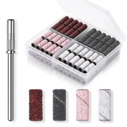Makartt - Puntas de taladro para uñas y bandas de lijado para taladro de uñas, 100 piezas de 4 colores de grano grueso y fino 80/120/180/240 con
