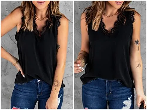 Miniatura 4 de lime flare Camiseta sin mangas sexy de verano con ribete de encaje
