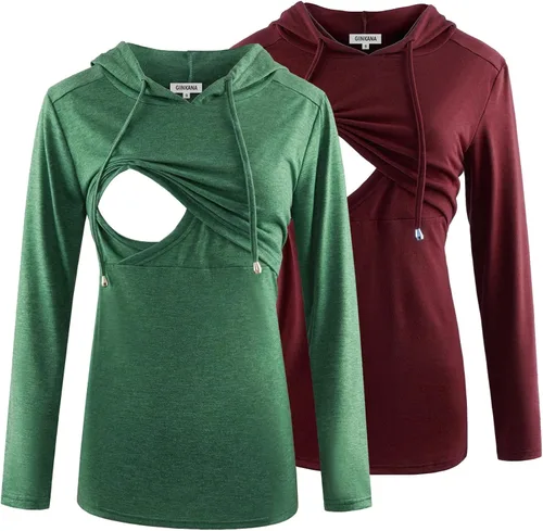 Miniatura 136 de GINKANA Sudadera con capucha para mujer, manga larga, lactancia materna, ropa casual