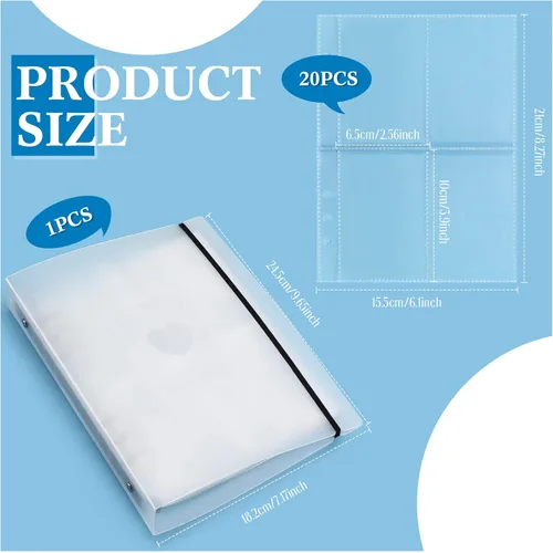 Miniatura 2 de Spakon Mini álbum de fotos con 20 carpetas interiores de 6 anillos para tarjetas fotográficas A5 Kpop, portatarjetas para libros, carpetas