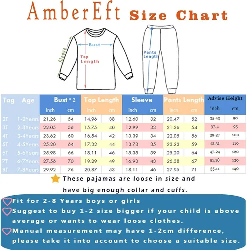Miniatura 8 de AmberEft Pajamas for Girls 4-Piece PJs Cotton Pyjama Sets Sleepwear 2-12 Years