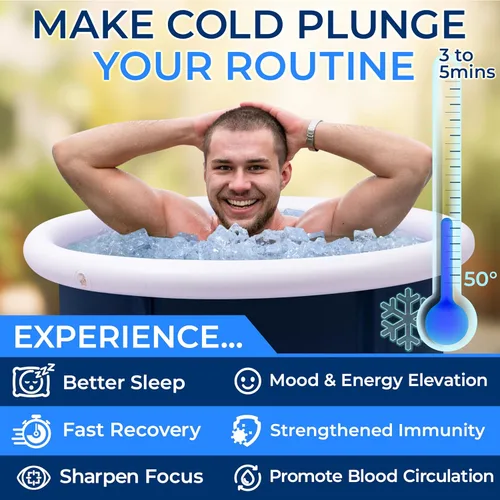 Miniatura 7 de SereneLife Bañera de inmersión fría inflable aislada – Tina de baño de hielo para una persona con tapa, cápsula de relajación de inmersión fría