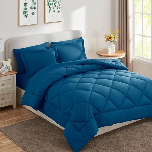 Miniatura 333 de CozyLux Juego de edredón tamaño King, color naranja quemado, toda la ropa de cama en una sola bolsa, 7 piezas: edredón, fundas de almohada