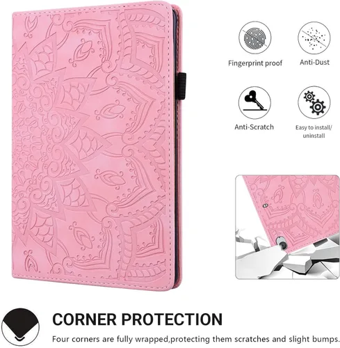Miniatura 6 de Dteck Funda para iPad mini 5/4/3/2/1 - [Diseño de flores en relieve] Funda tipo folio clásica