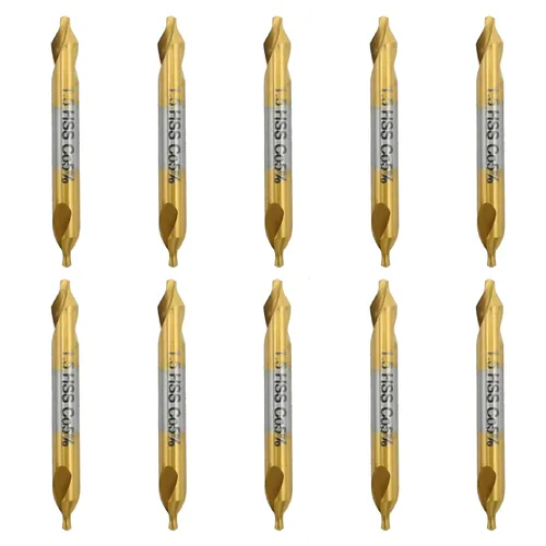 Miniatura 10 de MDEOOSKY Paquete de 10 brocas centrales de 0.069 pulgadas – M2 HSS revestimiento de titanio, avellanado combinado de 60° para torno de precisión