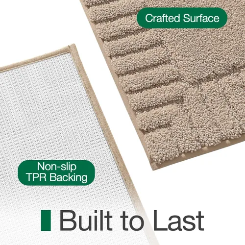 Miniatura 4 de LUMI Alfombras de baño antideslizantes con parte trasera de goma, alfombra de baño de microfibra de felpa extrasuave, absorbente, lavable a máquina