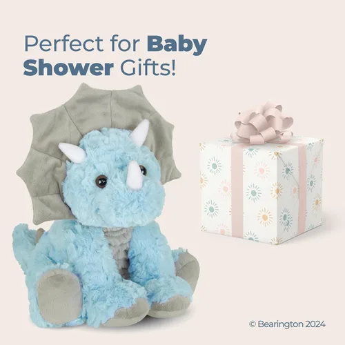 Miniatura 5 de Bearington Lil' Tracer Dinosaurio - Peluche de dinosaurio para bebé, terciopelo suave de 5 pulgadas, color azul y gris, con sonajero, juguete de 5