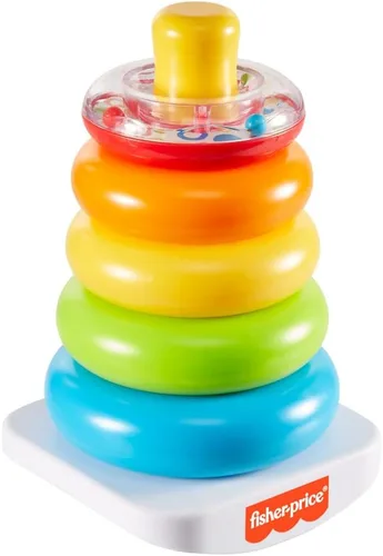 Miniatura 8 de Fisher-Price Juego de bloques y juguete Rock-a-Stack para bebés, juego de 10 formas y anillos para apilar para el desarrollo, para niños de 6+ meses