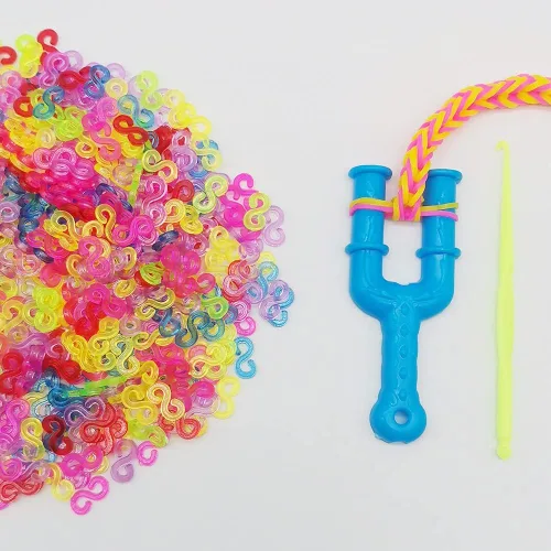 Miniatura 4 de Alamic 500 piezas de clips en S para telar, bandas de goma, conectores de plástico, clips de repuesto para pulseras de telar, bricolaje y Colorido