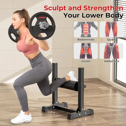 Miniatura 2 de BODYRHYTHM - Soporte de rodillo dividido búlgaro con 9 alturas de rodillo ajustables para sentadillas, estocadas de piernas, entrenamiento