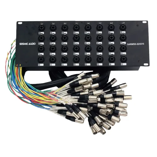 Seismic Audio Altavoces de montaje en rack de 32 canales XLR TRS Combo Splitter Snake Cable, troncos XLR de 5' y 15', divisor de 32 canales