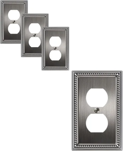 Miniatura 132 de Paquete de 4 placas de cubierta para interruptor de luz de palanca individual, cubiertas decorativas de perlas, placa de pared de metal almendra